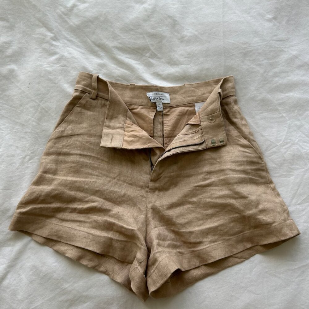 Beige Linen Shorts